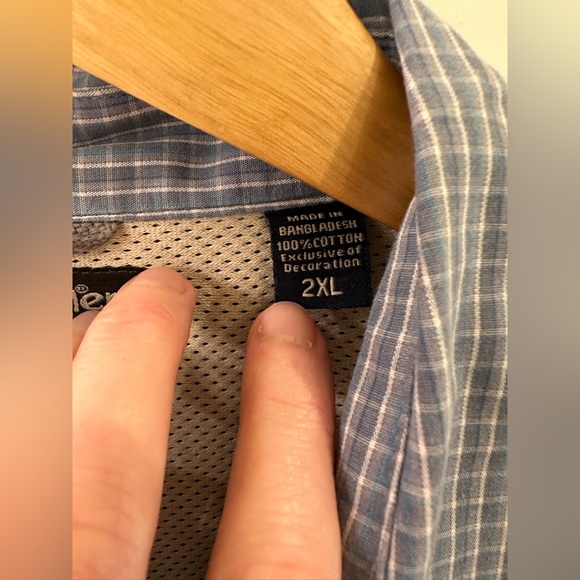 Wrangler Outdoor Men’s Button Down Shirt Size XXL Blue Short Sleeve 100% Cotton - Picture 5 of 8